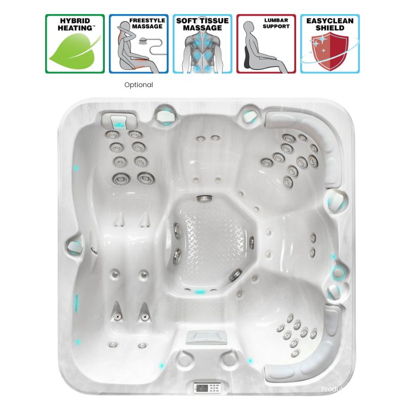 Draufsicht auf den Passion Spas Refresh Whirlpool 200x200 mit Hybrid Heating und Massagesystem