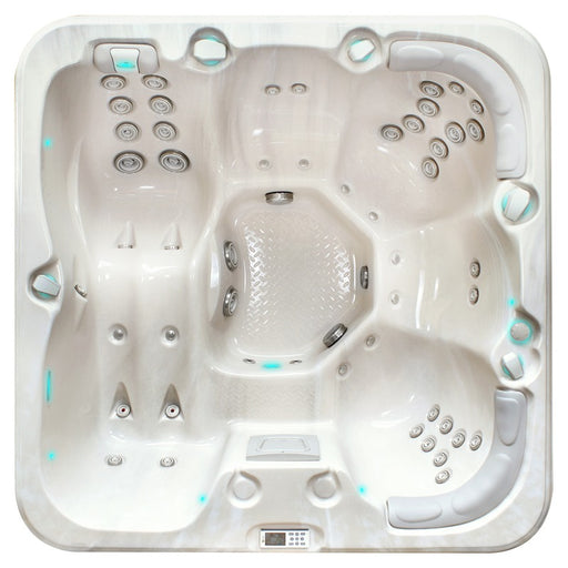 Passion Spas Refresh Whirlpool 200x200 – Draufsicht mit Sitz- und Liegeplätzen