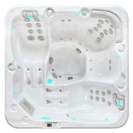 Draufsicht auf den Passion Spas Relax Whirlpool 204x204 mit Massagedüsen