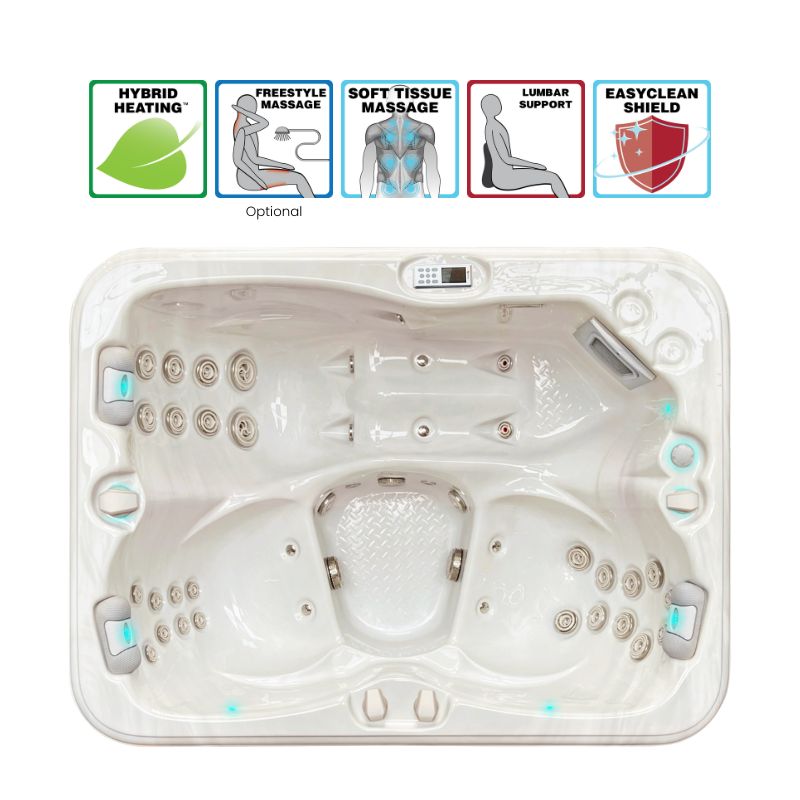 Passion Spas Renew Whirlpool 208x155 für 3 Personen – Draufsicht mit Massage- und Komfortfunktionen