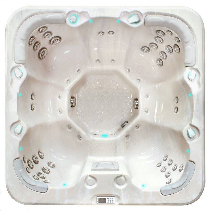 Draufsicht auf den Passion Spas Rewind Whirlpool 204x204 mit Massagedüsen