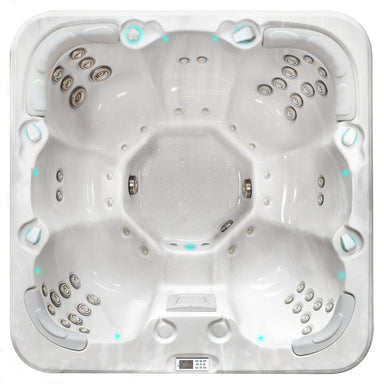 Passion Spas Rewind Whirlpool 204x204 – Draufsicht mit Sitz- und Massageplätzen