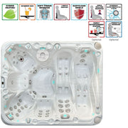 Passion Spas Desire Outdoor Whirlpool Draufsicht mit Liege- und Sitzplätzen, Massagejets und LED-Beleuchtung