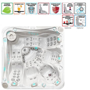 Passion Spas Devotion Outdoor Whirlpool Draufsicht mit Liege- und Sitzplätzen, Massagejets und LED-Beleuchtung