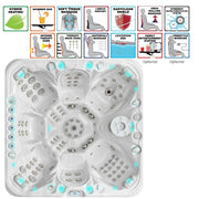 Passion Spas Excite Outdoor Whirlpool Draufsicht mit Massagezonen, LED-Beleuchtung und besonderen Ausstattungsmerkmalen