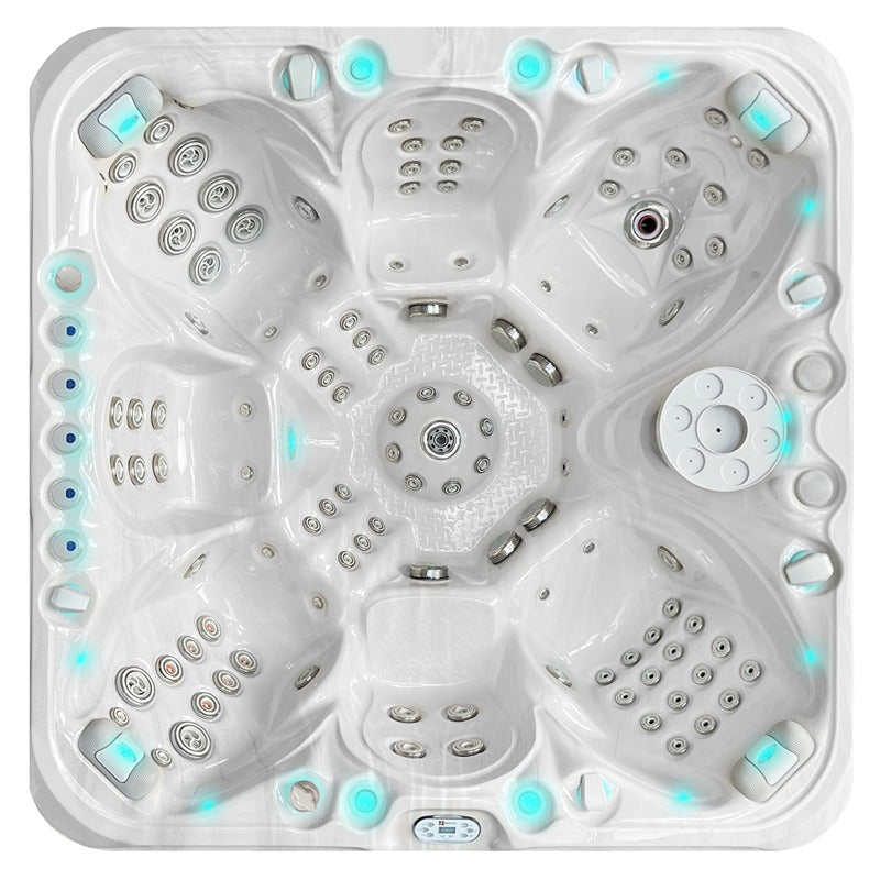 Passion Spas Excite Outdoor Whirlpool Draufsicht mit großzügigem Innenraum und Massagejets