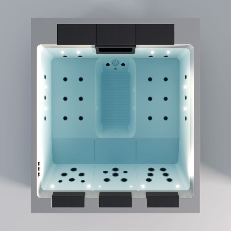 Draufsicht auf Sitz- und Liegeanordnung des Platinum Spas Lounge Divine Outdoor Whirlpool 220x190x80