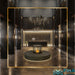 Das Drum Effektfeuer als zentrales Designelement in einem Hotel-Lobby-Bereich, das für ein einladendes Ambiente sorgt.