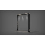 Tylö Reflection RIB Saunakabine mit schwarzem Metallrahmen und großer Glastür, modernes Sauna-Designelement auf neutralem Hintergrund