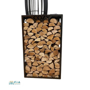 Saunaofen leer mit stabilem Rundkorb aus schwarzem Metall – COZY Ofenkorb ohne Steine