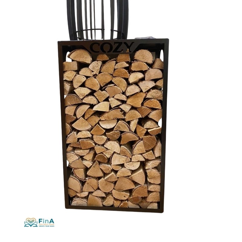 Saunaofen leer mit stabilem Rundkorb aus schwarzem Metall – COZY Ofenkorb ohne Steine