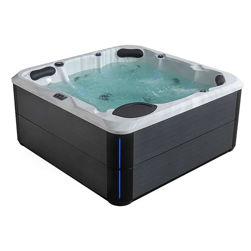 AWT Außenwhirlpool IN-801 eco Sterling Silver 200x200 mit Whirlpoolfunktion, weißer Rand und schwarzem Korpus