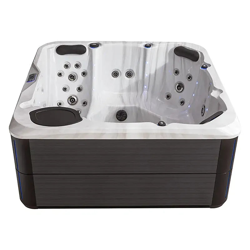AWT Außenwhirlpool IN-801 eco Sterling Silver 200x200 mit Düsensystem und weißem Innenraum von oben