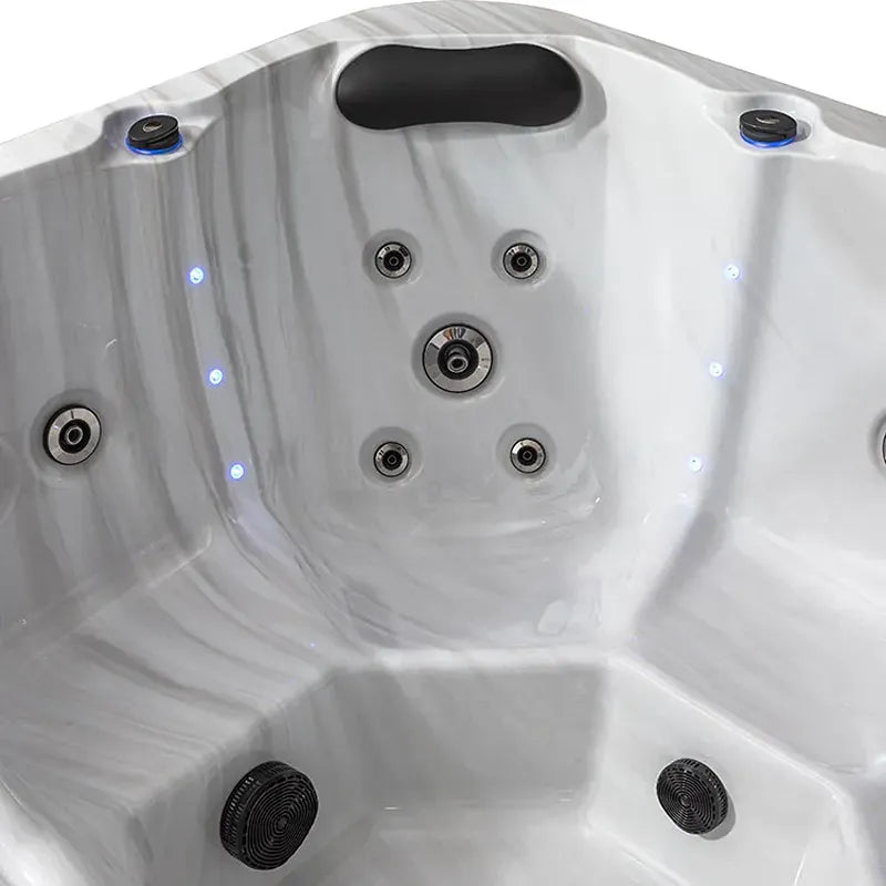 AWT Außenwhirlpool IN-801 eco Sterling Silver 200x200 Innenraum mit Massagedüsen und LED-Beleuchtung