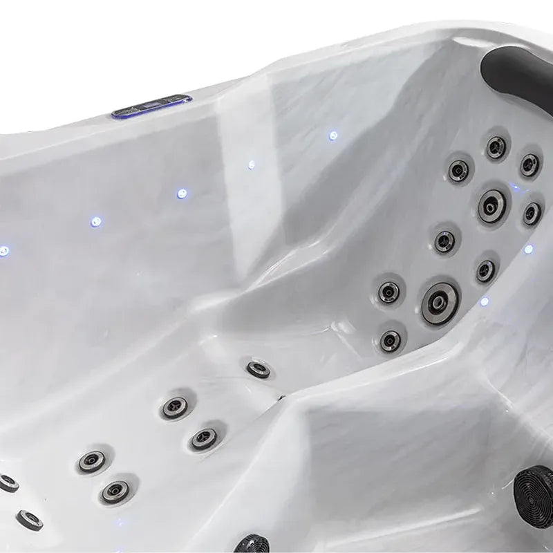AWT Außenwhirlpool IN-801 eco Sterling Silver 200x200 Innenseite mit Düsen und LED-Beleuchtung