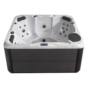AWT Außenwhirlpool IN-801 eco Sterling Silver 200x200 Draufsicht mit weißem Innenraum, schwarzen Armlehnen und Düsensystem