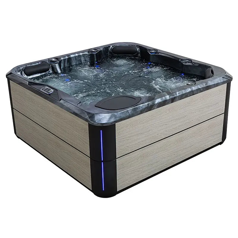 AWT Außenwhirlpool IN-801 eco Sterling Silver 200x200 mit sprudelndem Wasser und LED-Beleuchtung