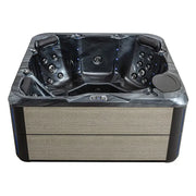 AWT Außenwhirlpool IN-801 eco Sterling Silver 200x200 mit schwarzem Intérieur und Holzverkleidung