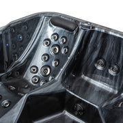 AWT Außenwhirlpool IN-801 eco Sterling Silver 200x200 mit Massagedüsen und Sitzbereichen von oben