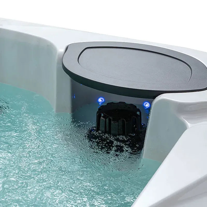 AWT Außenwhirlpool IN-801 eco Sterling Silver 200x200 mit Düsensystem und blauer LED-Beleuchtung