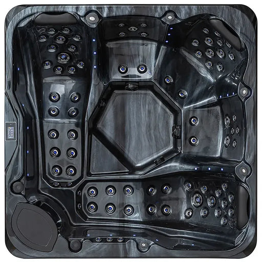 AWT Außenwhirlpool IN-802 mit Wärmepumpe CloudyBlack Innenansicht von oben mit Massagedüsen