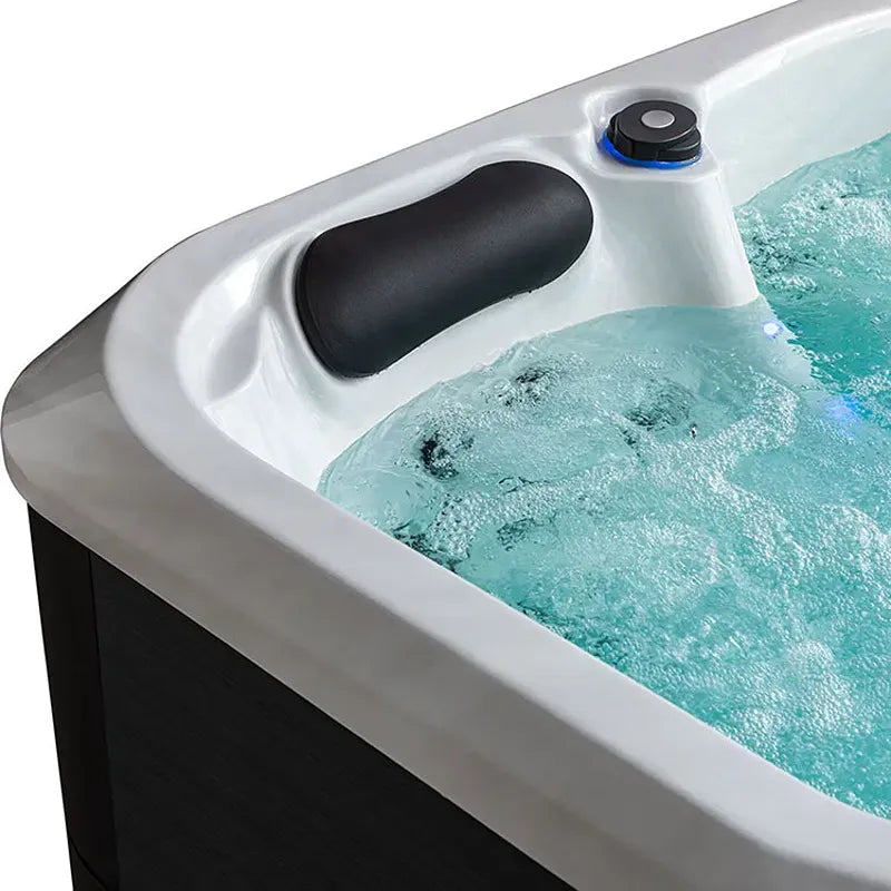 AWT Außenwhirlpool IN-802 mit Wärmepumpe CloudyBlack - Kopfstütze und Steuerung