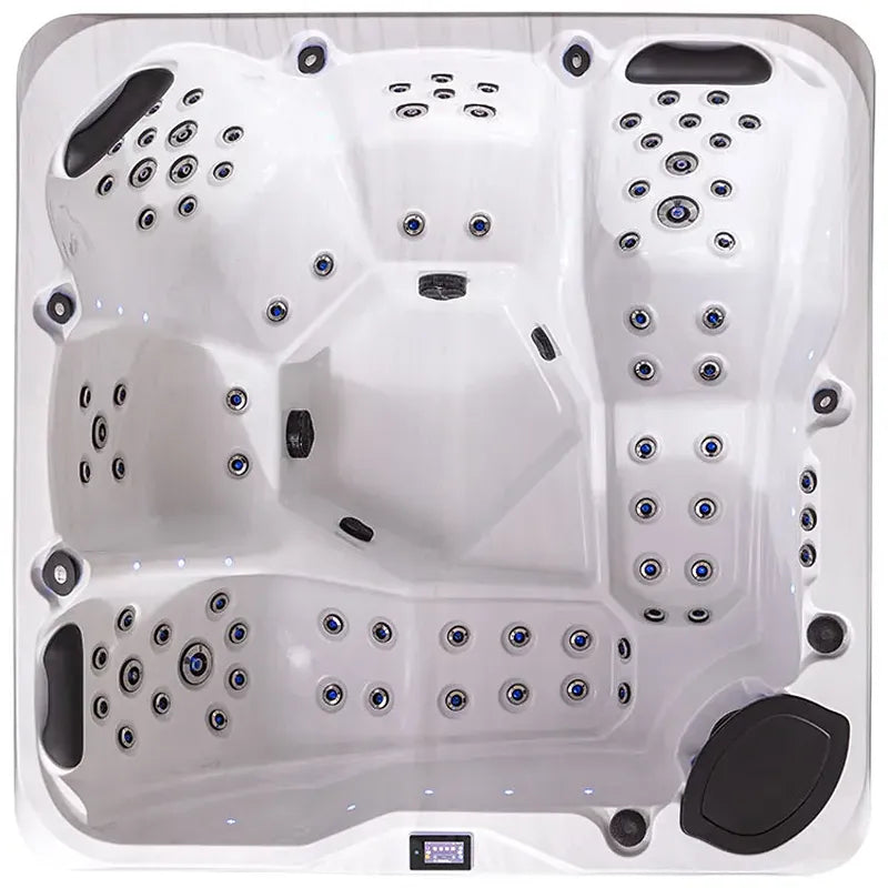 AWT Außenwhirlpool IN-802 mit Wärmepumpe CloudyBlack von oben mit Massagedüsen und Sitzbereichen