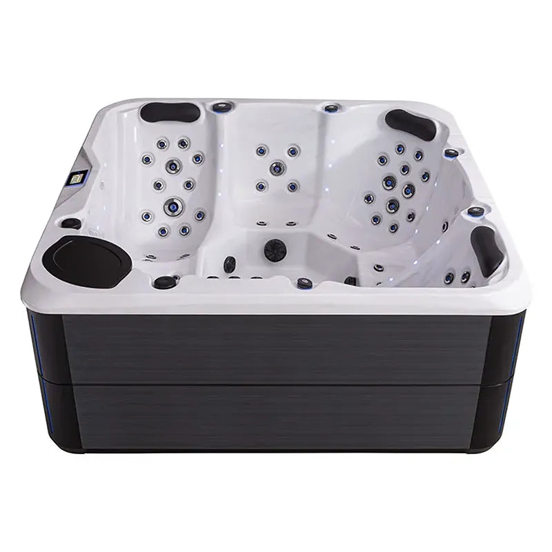 AWT Außenwhirlpool IN-802 mit Wärmepumpe CloudyBlack Draufsicht mit Massagedüsen