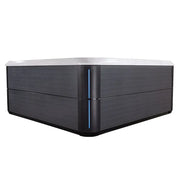 AWT Außenwhirlpool IN-802 mit Wärmepumpe CloudyBlack, eckiger Whirlpool mit dunkelgrauer Holzoptik und LED-Beleuchtung