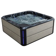 AWT Außenwhirlpool IN-802 mit Wärmepumpe CloudyBlack, sprudelndes Wasser, holzoptische Verkleidung