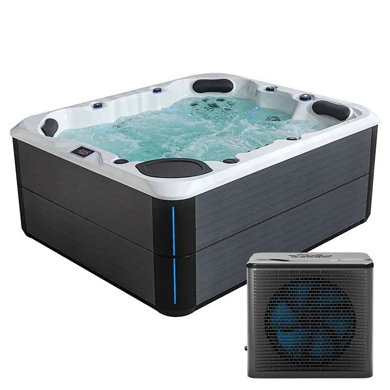 AWT Außenwhirlpool IN-804 mit Wärmepumpe Sterling Silver, Whirlpool mit aufgewärmtem Wasser und externe Wärmepumpe