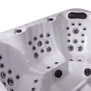 AWT Außenwhirlpool IN-804 mit Wärmepumpe Sterling Silver - Detailansicht der Massagedüsen und LED-Beleuchtung