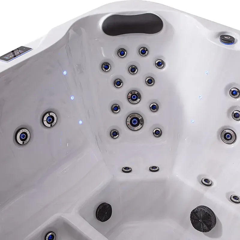 AWT Außenwhirlpool IN-804 mit Wärmepumpe Sterling Silver Massagedüsen und Steuerung Detailansicht