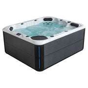 AWT Außenwhirlpool IN-804 mit Wärmepumpe Sterling Silver mit weißem Rand und grauem Außengehäuse