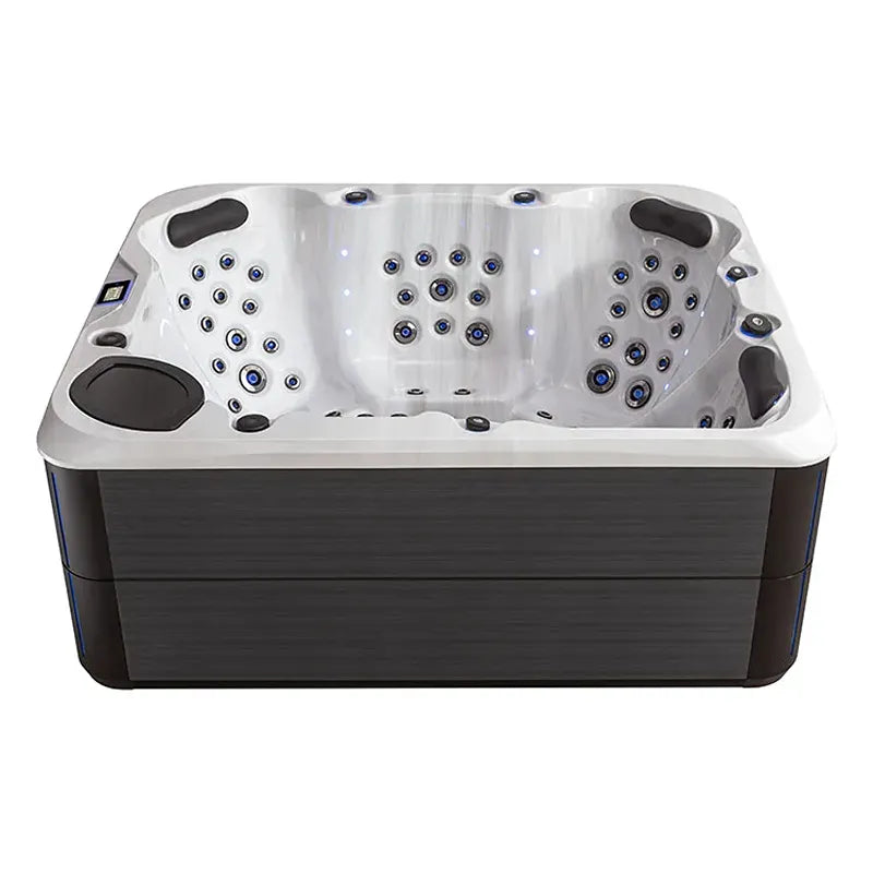AWT Außenwhirlpool IN-804 mit Wärmepumpe Sterling Silver Draufsicht mit Massagedüsen und Sitzplätzen