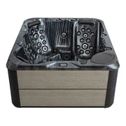 AWT Außenwhirlpool IN-804 mit Wärmepumpe Sterling Silver Draufsicht mit Düsensystem und Holzverkleidung