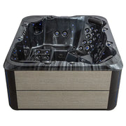 AWT Außenwhirlpool IN-804 mit Wärmepumpe Sterling Silver Draufsicht mit schwarzem Innenraum und Düsen