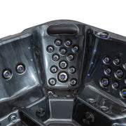 AWT Außenwhirlpool IN-804 mit Wärmepumpe Sterling Silver Draufsicht mit Massagedüsen und Sitzbereichen
