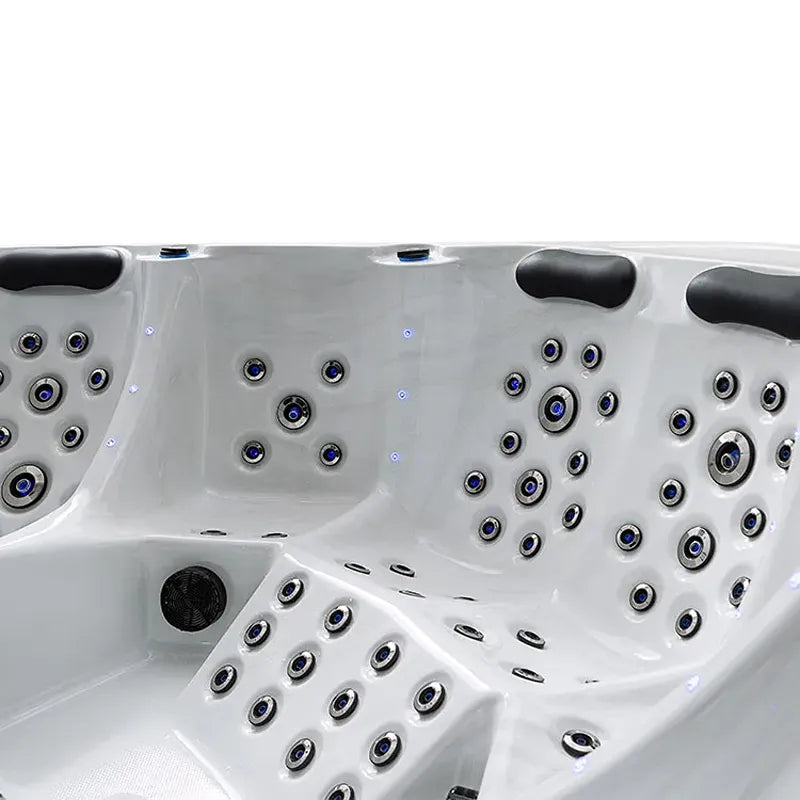 AWT Außenwhirlpool IN-803 extreme 235x235 Draufsicht mit Massagedüsen und Sitzanlagen in Sterling Silver