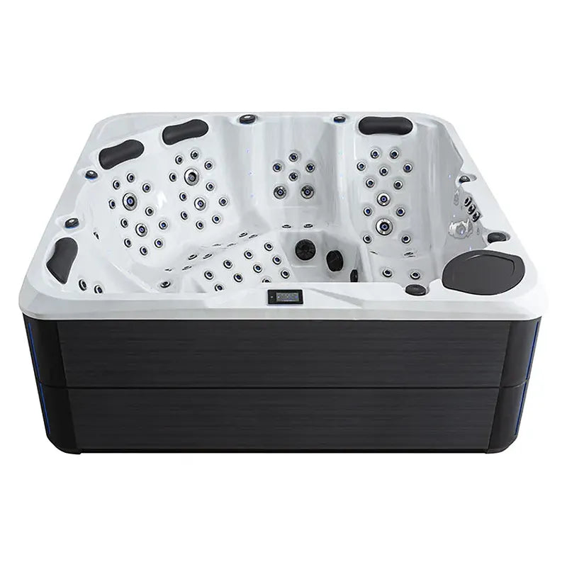 AWT Außenwhirlpool IN-803 extreme 235x235 Draufsicht weiße Wanne schwarze Außenwand mit Düsen