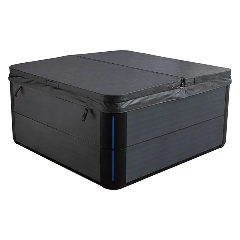 AWT Außenwhirlpool IN-803 extreme 235x235 mit schwarzer Abdeckung und blauer Designlinie