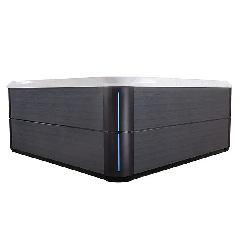 AWT Außenwhirlpool IN-803 extreme 235x235 mit dunkelgrauem Holzdesign und LED-Beleuchtung