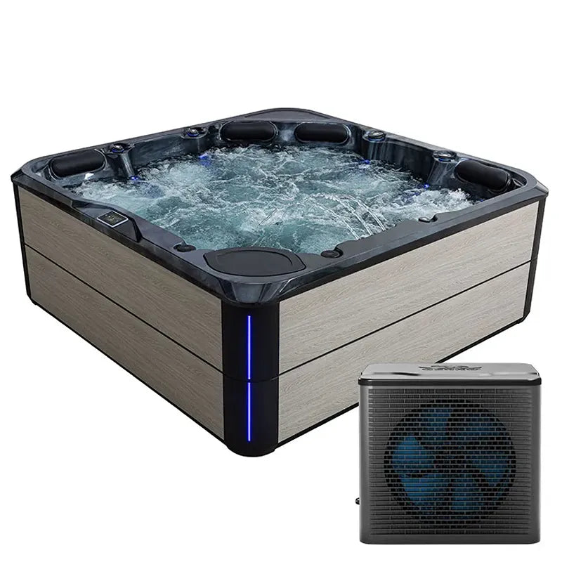 AWT Außenwhirlpool IN-803 extreme 235x235 mit Sterling Silver Umrandung, Massagedüsen und Wärmepumpe