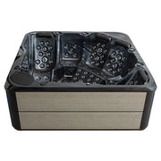 AWT Außenwhirlpool IN-803 extreme 235x235 Draufsicht mit schwarzem Schalen-Interieur und Holzverkleidung