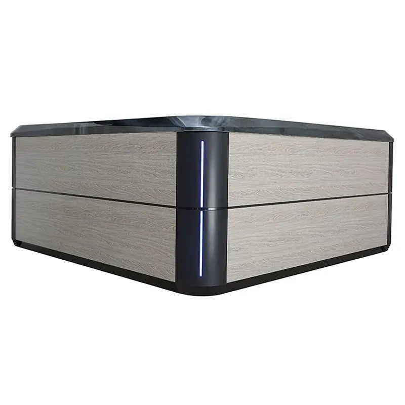 AWT Außenwhirlpool IN-803 extreme 235x235 mit Sterling Silver Verkleidung und schwarzem Rand