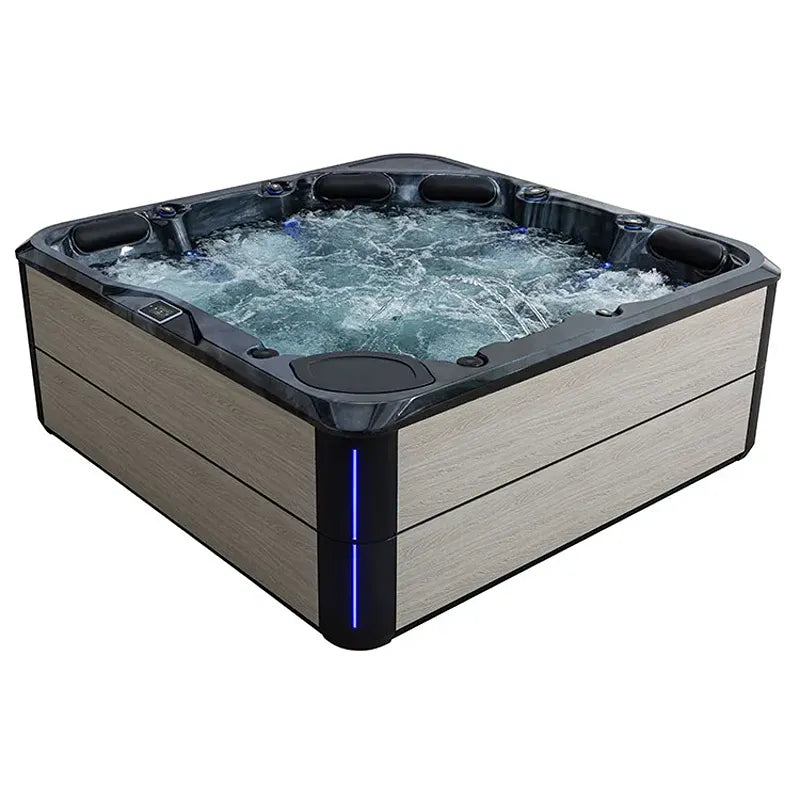 AWT Außenwhirlpool IN-803 extreme 235x235 mit sprudelndem Wasser und schwarzen Massagedüsen