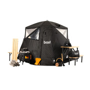 Bast Näver Premium Zeltsauna, tragbare 2-6 Personen Gartensauna mit Ofen, Holz und Zubehör