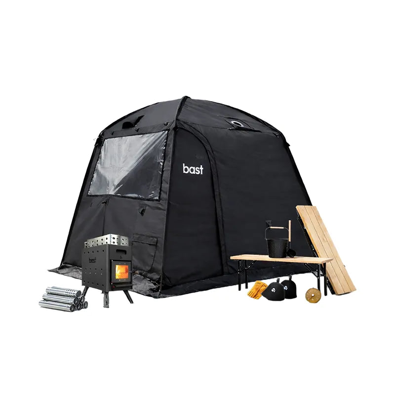 Bast Näver Premium Zeltsauna für 2-6 Personen mit Ofen, tragbar, über 100°C, inkl. Zubehör