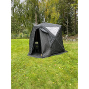 Bast Näver Premium Zeltsauna im Garten aufgestellt, tragbare Gartensauna für 2-6 Personen mit Holzofen