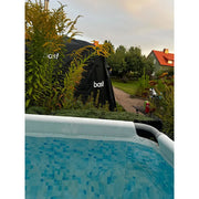 Bast Näver Premium Zeltsauna im Garten neben Pool, schwarze tragbare Gartensauna für 2-6 Personen